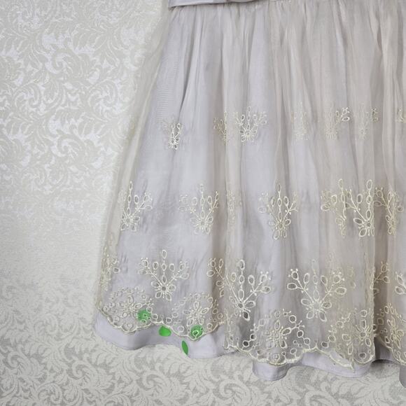 Haley Logan by Adrianna Papell Strapless Dress sz 3/4* Beige Chiffon Embroidered - Picture 5 of 16